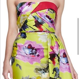 Carolina Herrera Floral Strapless Cocktail Dress
